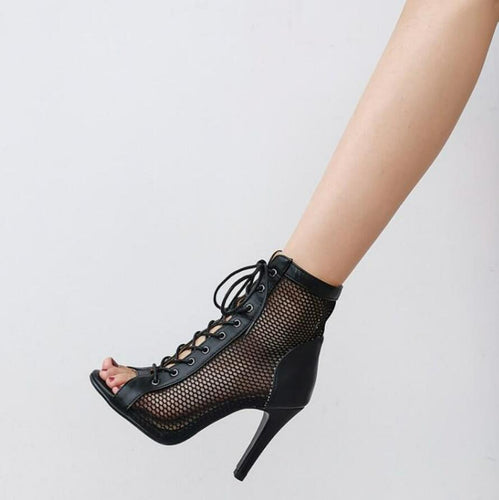 Petite Peep Lace Mesh Short Boots GS151