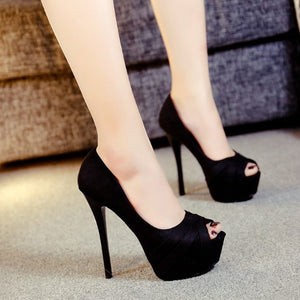 Petite Peep Platform High Heels BS210