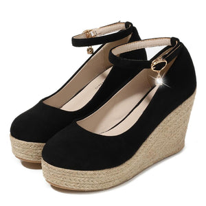 Petite Platform Wedge Heel Ankle Strap Shoes GS363