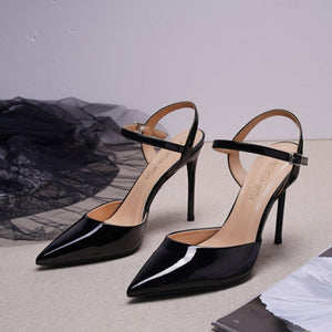 Petite Pointed Ankle Strap Patent Heels GS51