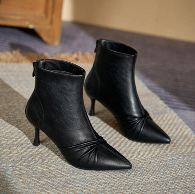 Petite Pointy Back Zipper Short Boots GS212