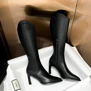 Petite Pointy High Heel Leather Boots DS338