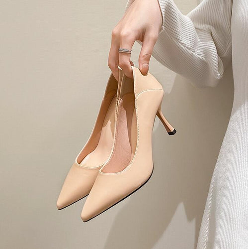 Petite Pointy Kitten Mid Heel Shoes JLXY12