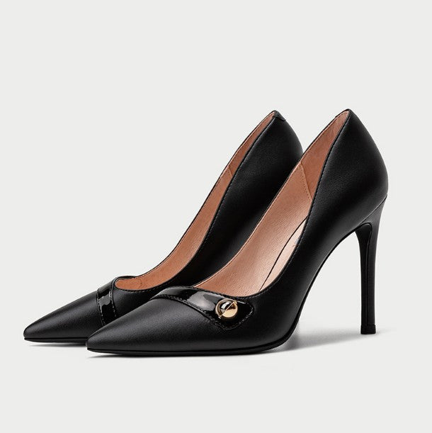 Petite Pointy Leather High Heel Shoes For Women DS163