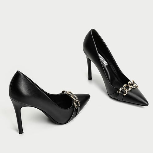 Petite Pointy Leather Pump Shoes DS260