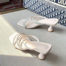 Petite Rhinestone Strappy Mid Heel Sandals GS137