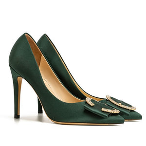 Women's Petite Silk Satin Pointy High Heels DS151