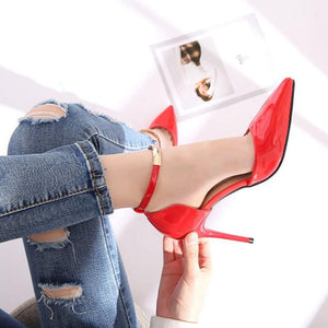 Petite Size Ankle Metal Strap Patent Heels GS376