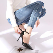 Petite Size Ankle Metal Strap Patent Heels GS376