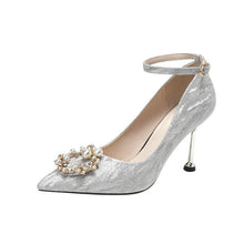 Petite Size Ankle Strap Glitter Dress Heels ES78