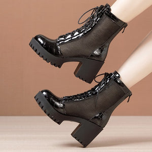 Petite Size Block Chunky Mid Heel Short Boots AS259