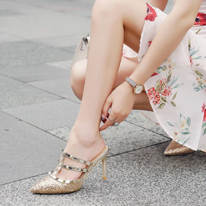 Petite Glitter Toe Studded Heels DS115