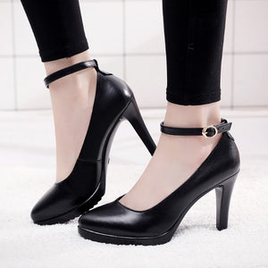 Women's Petite Size Platform Ankle Strap Pump Shoes AS279