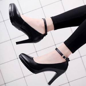 Women's Petite Size Platform Ankle Strap Pump Shoes AS279