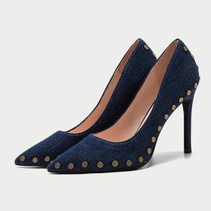 Petite Size Pointed Denim Pump Shoes ES69