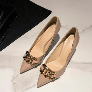 Petite Size Pointed Patent Heel Shoes DS311