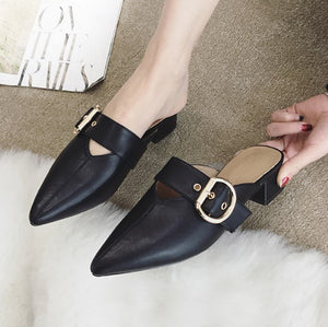 Petite Slip On Pointed Sandals With Buckle DS280