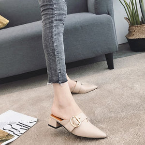 Petite Slip On Pointed Sandals With Buckle DS280
