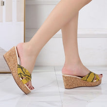 Petite Snake Printed Cross Strap Wedge Sandals DS210