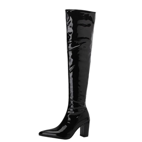 Petite Wide Calf Patent Long Boots GS154