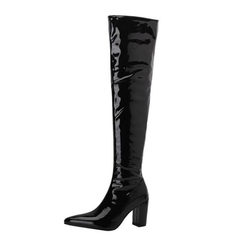 Petite Wide Calf Patent Long Boots GS154