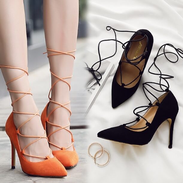 Petite Feet Women's Sexy Lace Up Dress High Heel Pumps