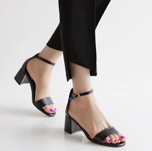 Ladies Petite Size Block Heels Ankle Strap Sandals SS109