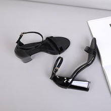 Petite Size Patent Block Heel Sandals AP105