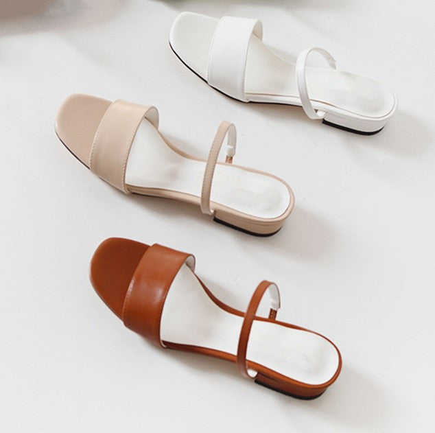 Petite Feet Slip On Block Heel Sandals SS381 - AstarShoes