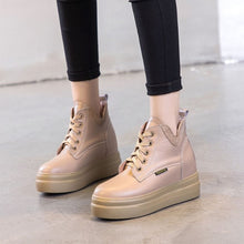 Petite Thick Sole Height Increased Leather Sneakers AP205