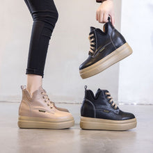 Petite Thick Sole Height Increased Leather Sneakers AP205