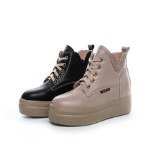 Petite Thick Sole Height Increased Leather Sneakers AP205