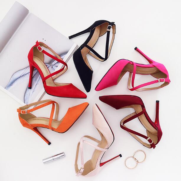 Petite Cross Strap Pointy Heels GS33