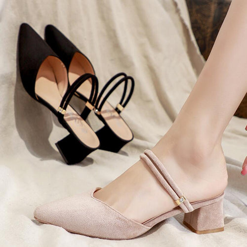 Pointed Slip On Suede Sandals For Petite Feet GS387