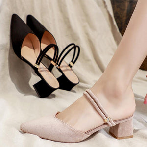 Pointed Slip On Suede Sandals For Petite Feet GS387
