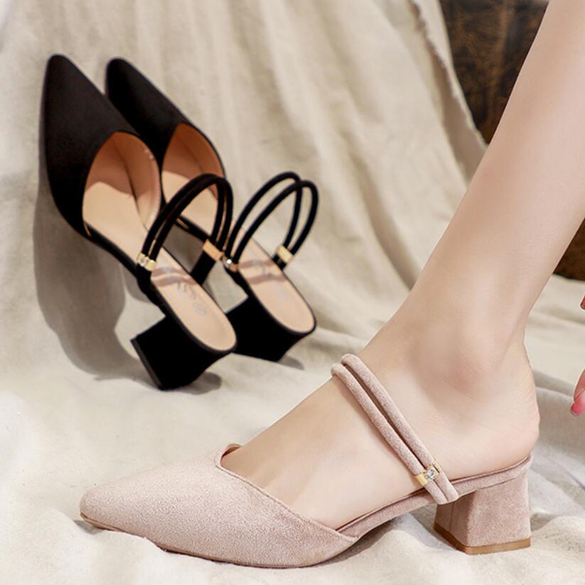 Pointed Slip On Suede Sandals For Petite Feet GS387
