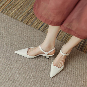 Pointy Ankle Strap Heeled Sandals For Petite Feet GS347
