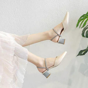 Pointy Block Heel Sandals For Small Feet GS168