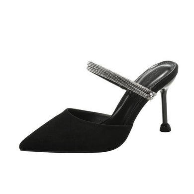 Pointy Rhinestone Strap Heeled Sandals GS251