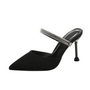 Pointy Rhinestone Strap Heeled Sandals GS251