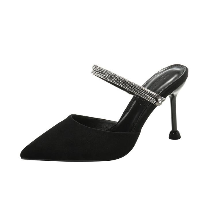 Pointy Rhinestone Strap Heeled Sandals GS251
