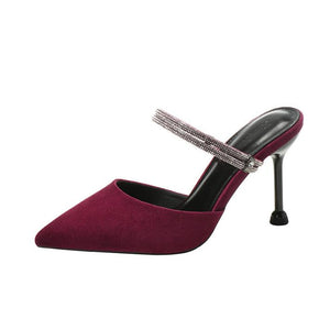 Pointy Rhinestone Strap Heeled Sandals GS251