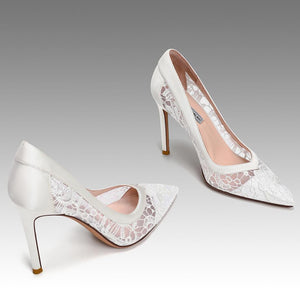 Silk Satin Lace Mesh Heels For Small Feet GS337