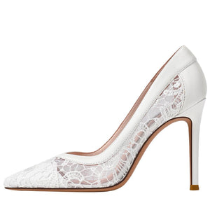 Silk Satin Lace Mesh Heels For Small Feet GS337