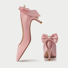 Women's Silk Satin Petite Heels With Bow Tie DS164