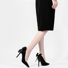 Women's Silk Satin Petite Heels With Bow Tie DS164