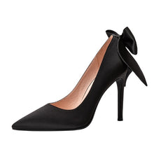 Women's Silk Satin Petite Heels With Bow Tie DS164