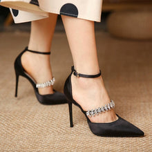 Silk Satin Rhinestone Strap High Heels ES66