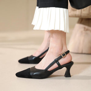 Slingback Mid Heels With Toe Cap GS343