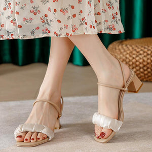 Slip On Block Heel Sandals For Petite Feet GS381
